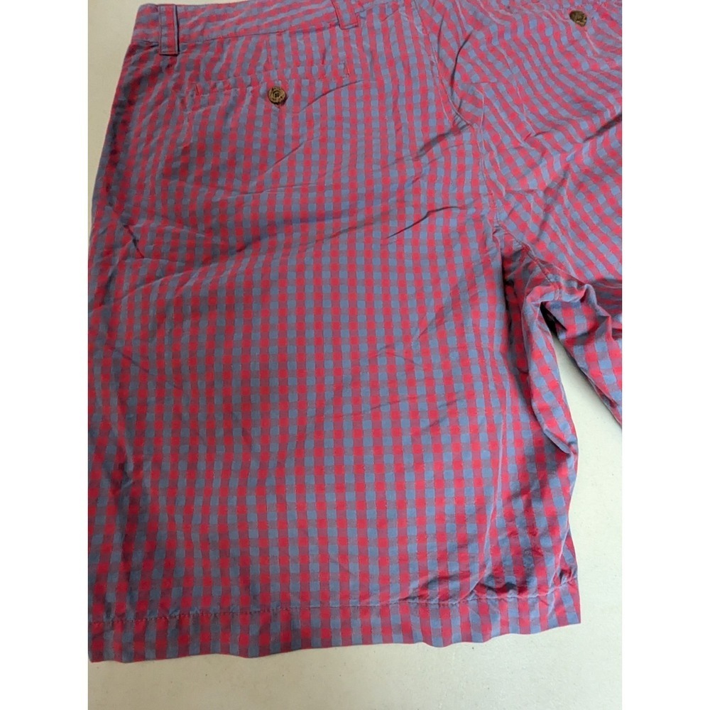 Tailor Vintage Shorts Mens sz 32 Red Blue Gingham Check Chino Beach Preppy - Picture 12 of 16